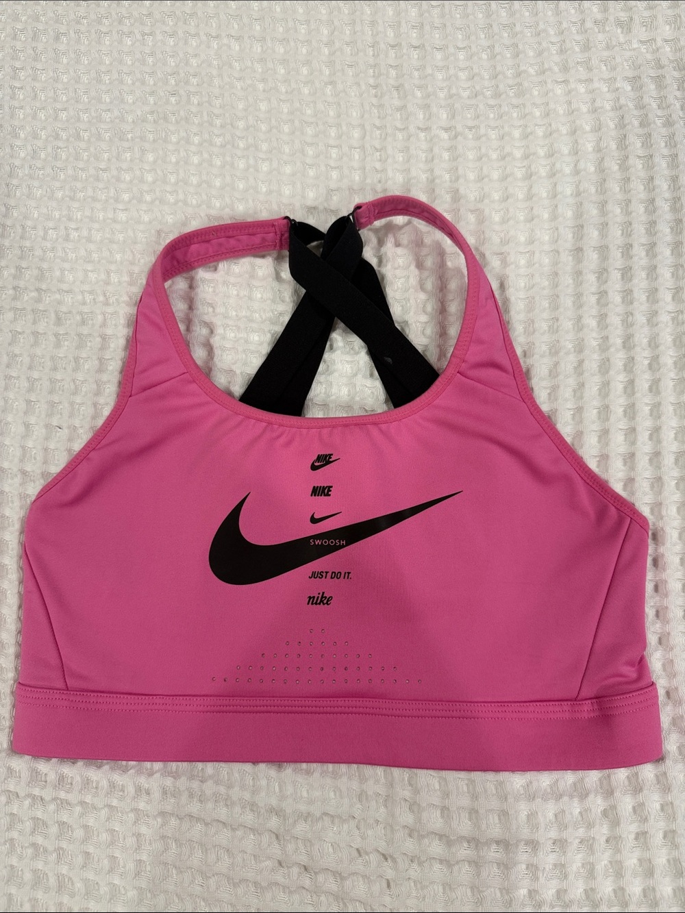 Nike Pink Swim Sports Bra with Black Swoosh